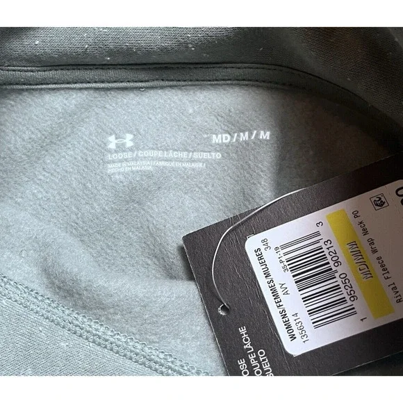 Under Armour Rival Fleece Wrap Neck Pullover Green Gray Speckled Womens Medium - Picture 7 of 15
